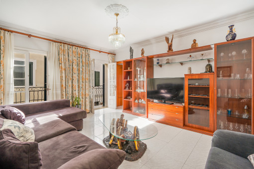 Living area with balconies